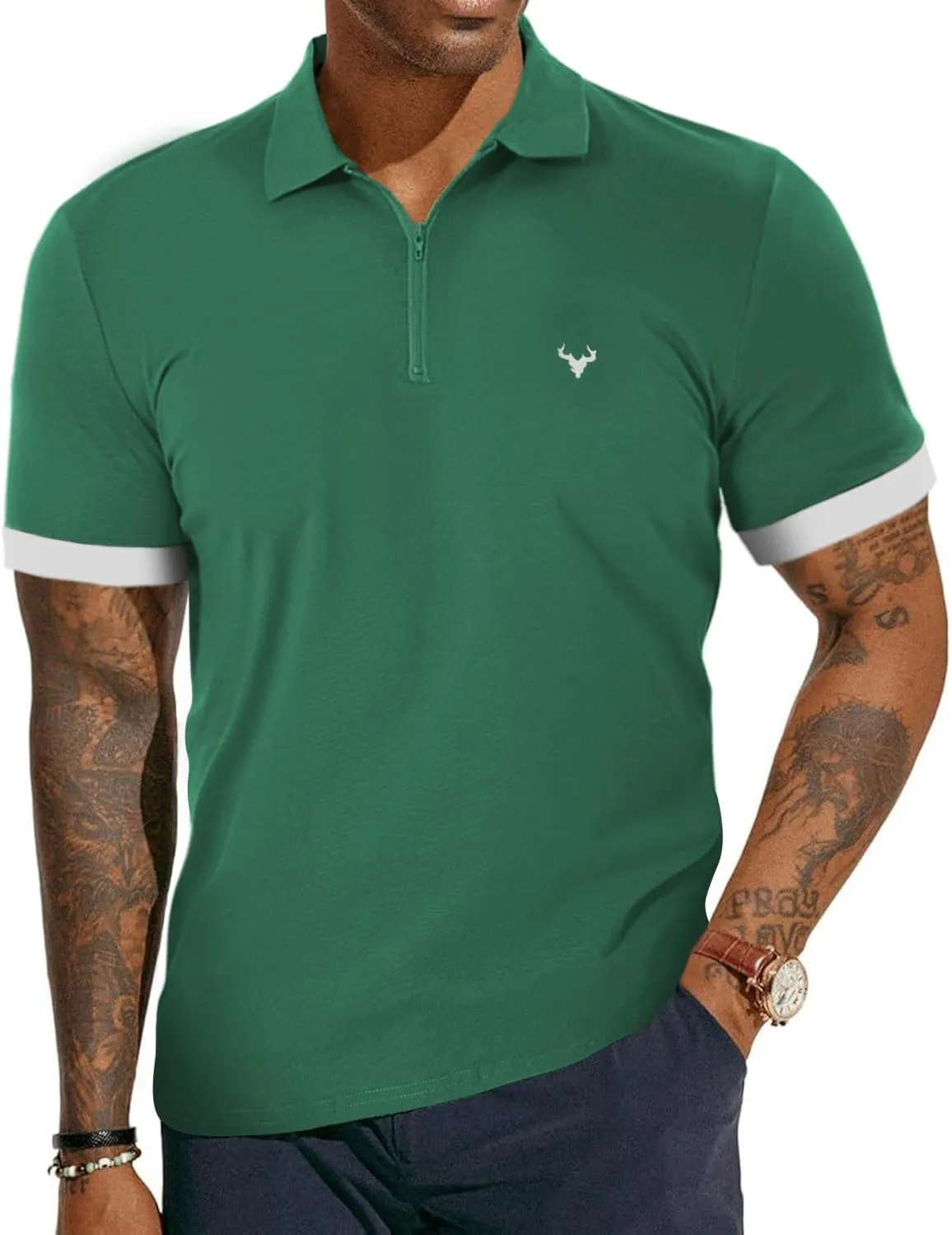 KUYIGO Men's Short&Long Sleeve Polo Shirts Casual Slim Fit Business Fashion Tops Golf Tennis T-Shirt