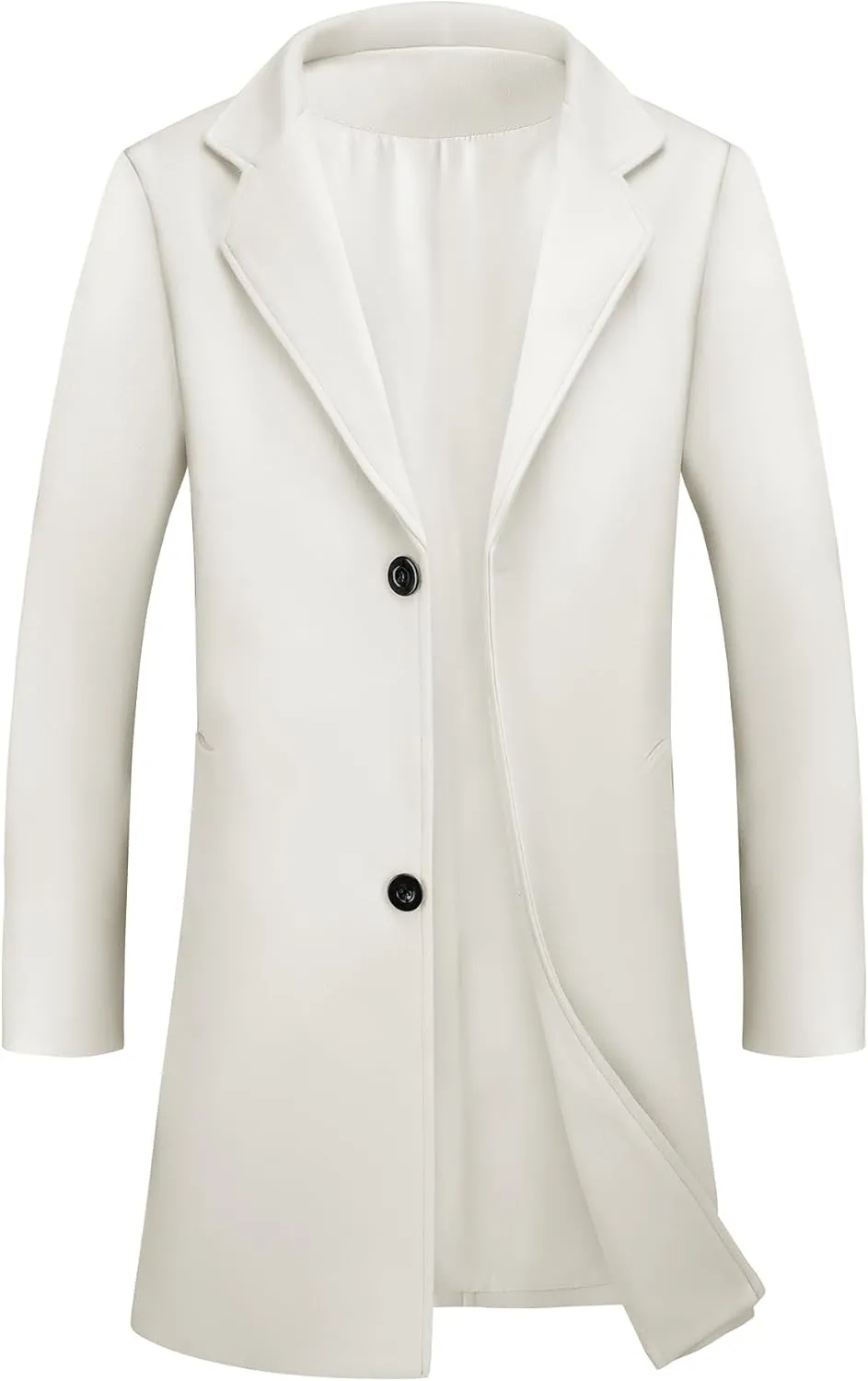 Lars Amadeus Men's Winter Trench Coat Notched Lapel Single Breasted Mid-Length Overcoat