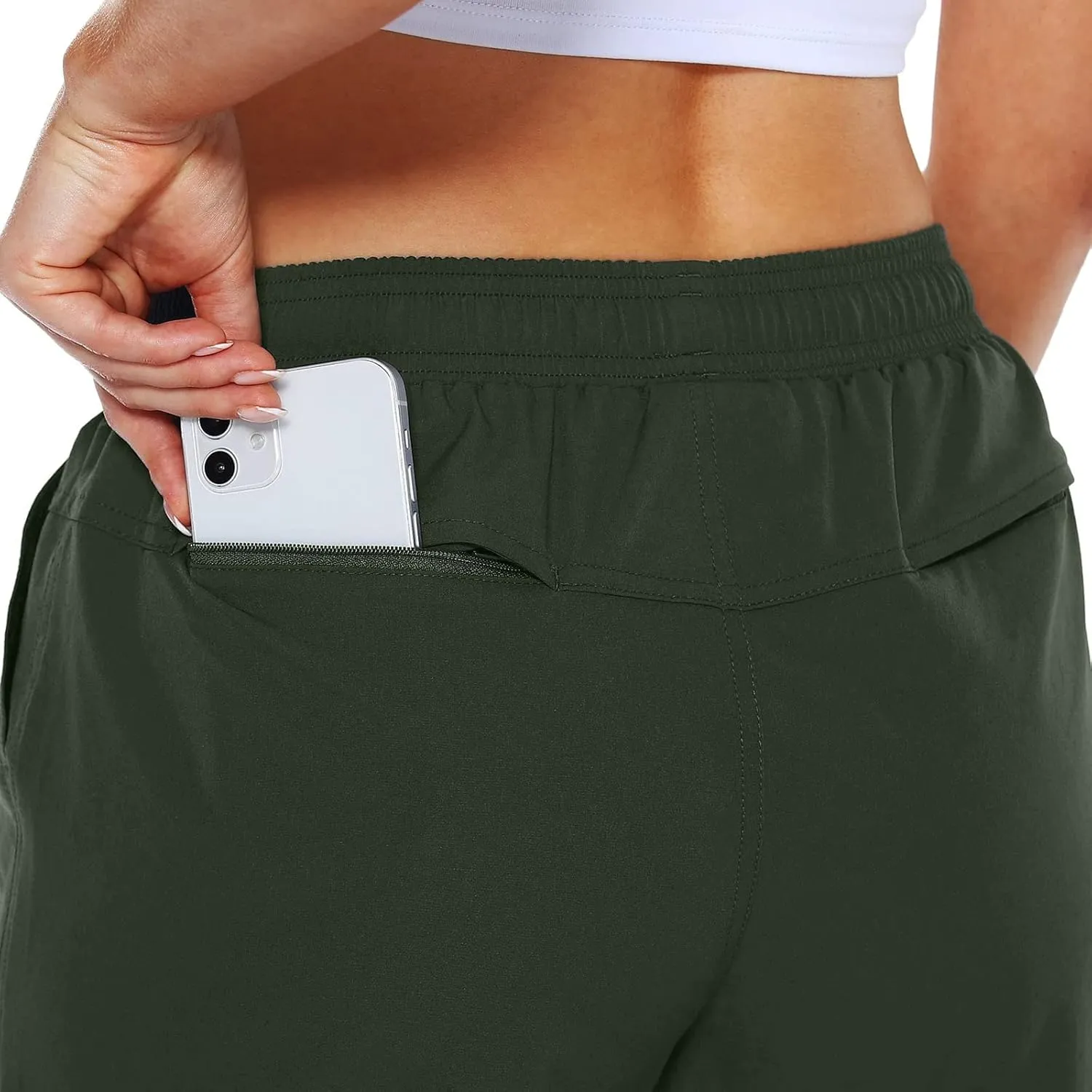 LCMTWX Khaki Women's Athletic Hiking Quick Shorts