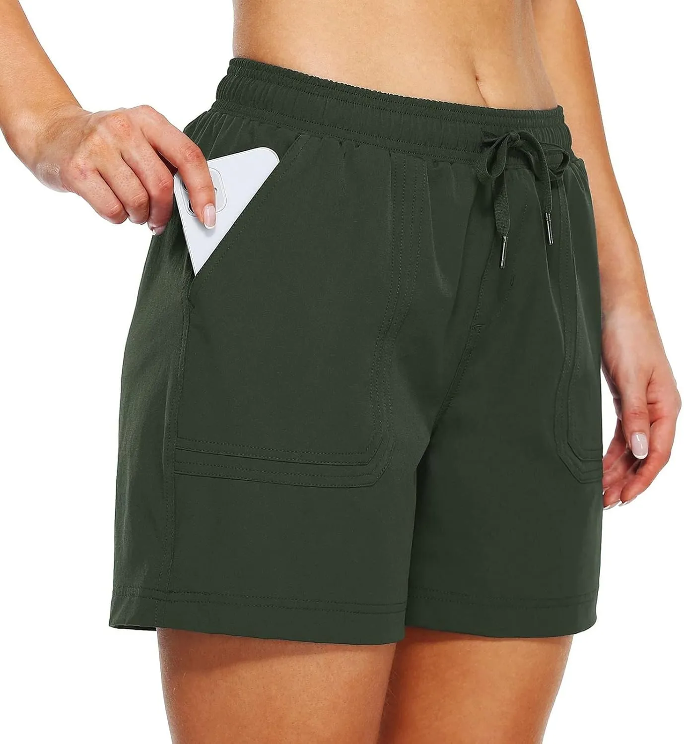 LCMTWX Khaki Women's Athletic Hiking Quick Shorts