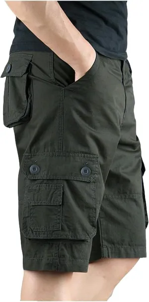 LCMTWX Men's Cargo Shorts 2024 Elastic Waist Drawstring Summer Casual Hiking Shorts Jogger Sweat Shorts with Multi Pockets