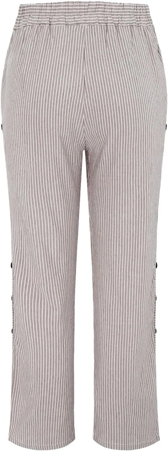 Linen Capri Pants for Women 2025 Elastic Waist Side Back Four Pockets 9/10 Pants Straight Leg Lounge Trousers with