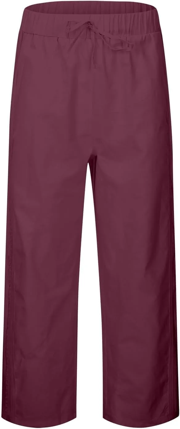 Linen Pants for Women Loose Fit Summer Casual Boho Straight Leg Solid Color High Waist Linen Pants Plus Size Lounge Trousers