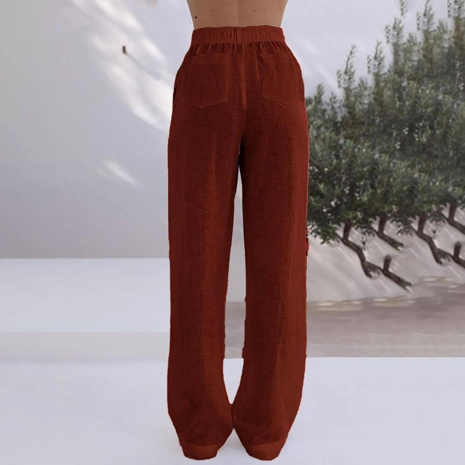 Linen Pants Tall Linen Pants for Tall Women Waisted Wide Leg Loose Comfy Trousers with Pockets Linen Outfit
