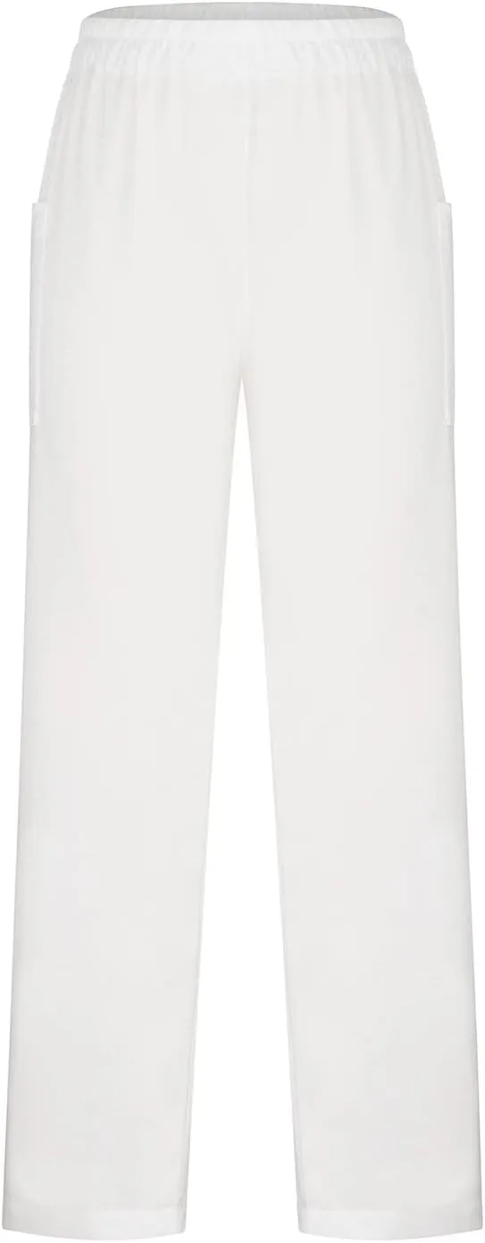 Linen Pants Women 2025 Summer Elastic High Waist Wide Leg Trousers Casual Loose Fit Harem Palazzo with Pockets
