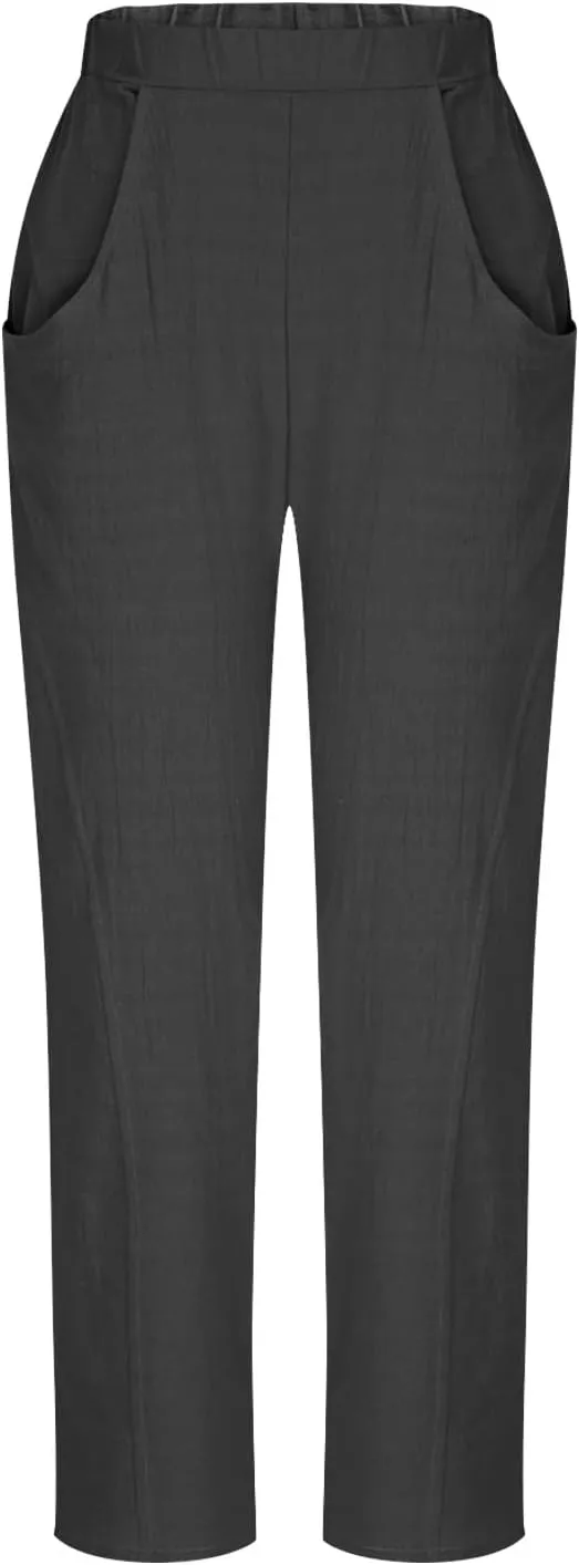 Lmdudan 2025 Summer Linen Capri Pants for Women Elastic Waist Tapered Cropped Pants Lightweight Crop Trousers with Pockets