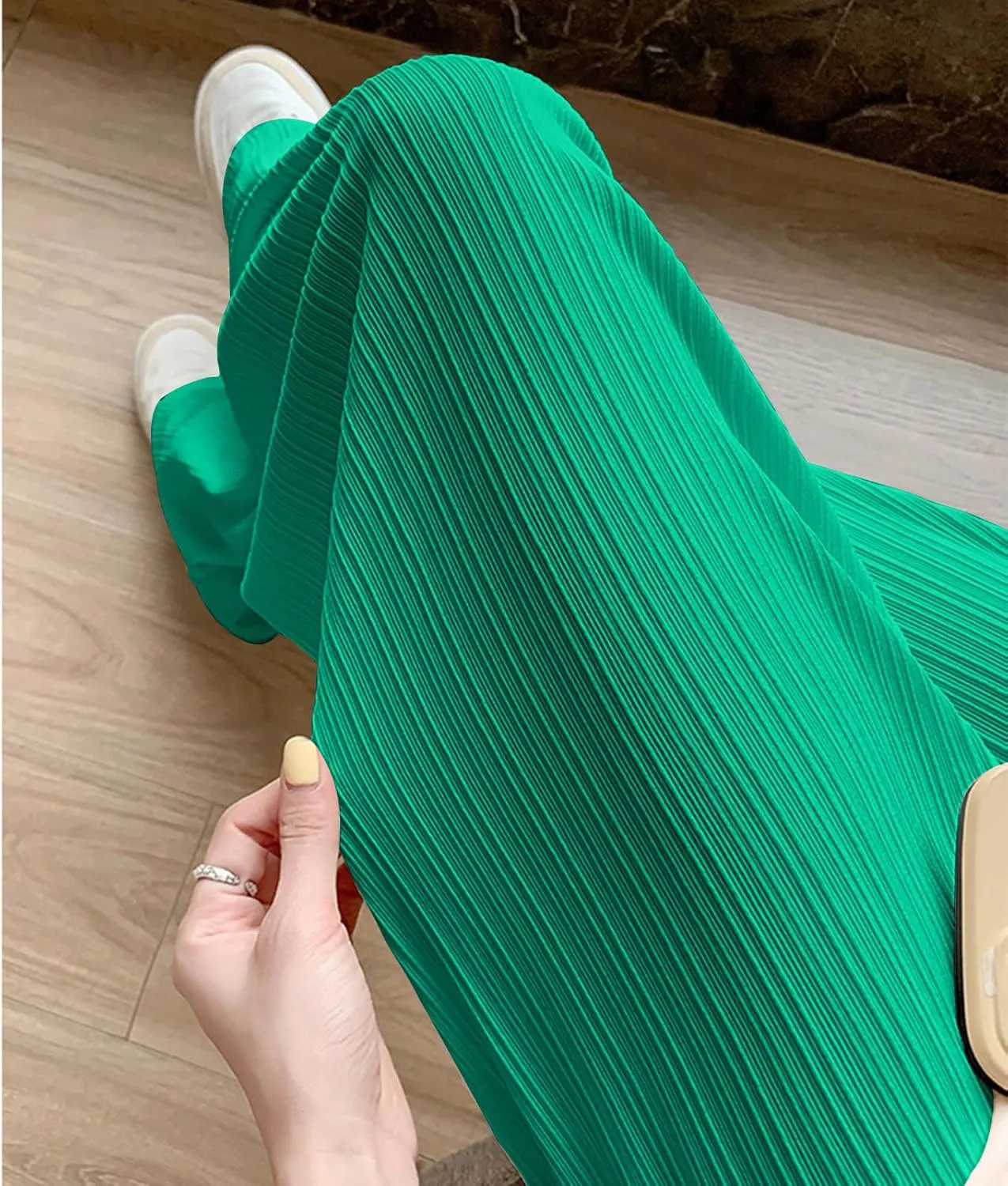 Lmdudan 2025 Women Linen Pants Summer Casual Boho Loose Wide Leg Palazzo Pants Smocked High Waist Flowy Beach Yoga Trousers