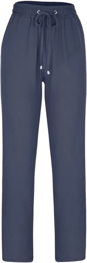 Lmdudan Women Straight Leg Linen Pants 2025 Trendy Elastic High Waist Yoga Pant Sweatpants Comfy Loose Beach Trousers