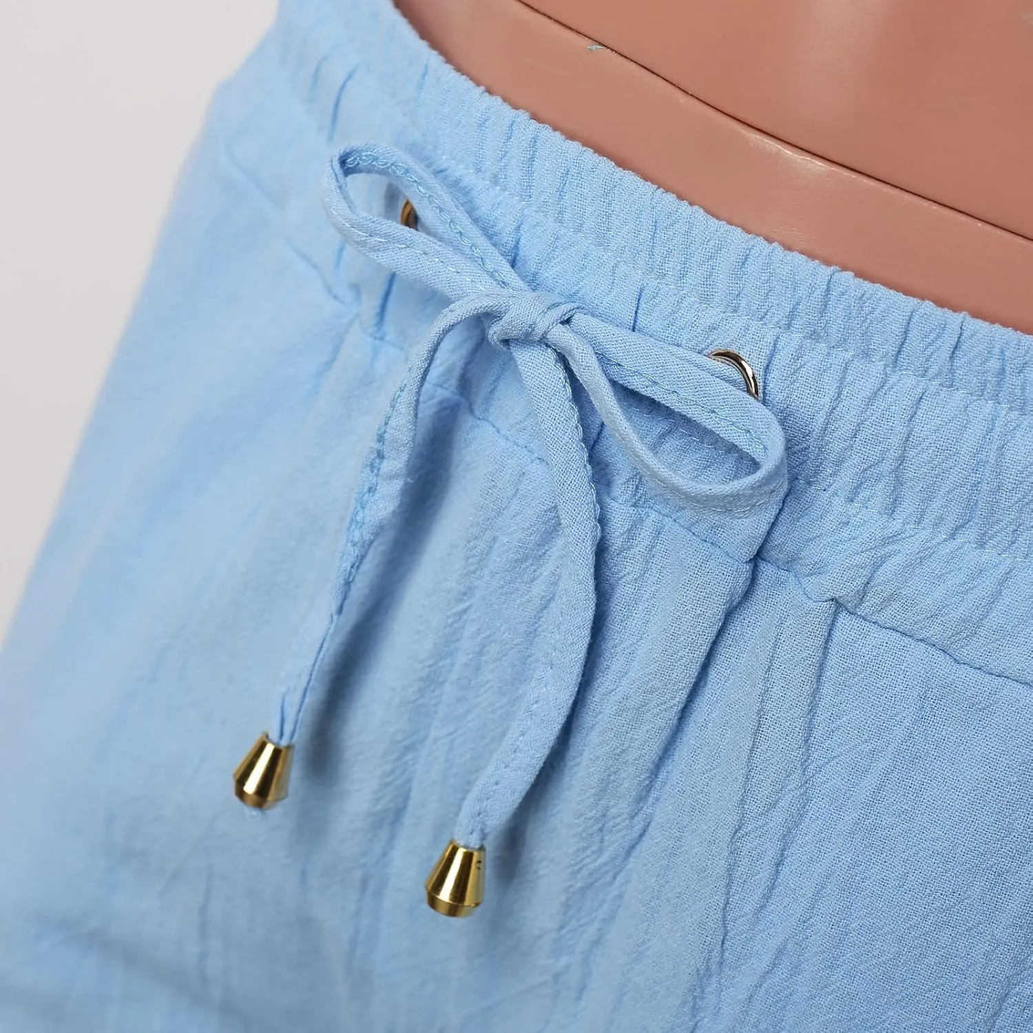 Lounge Linen Pants Women Casual Summer Boho Straight Leg Solid Color High Waisted Linen Pants Cotton Comfy Lounge Trousers