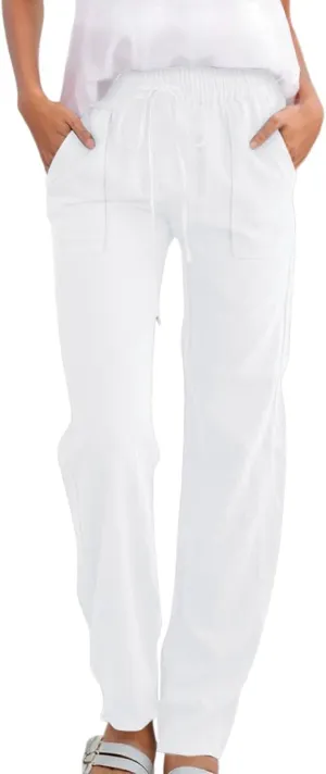 Lounge Linen Pants Women Summer Casual Beach Solid Color Plus Size High Waisted Linen Pants Work Lounge Trousers with Pockets