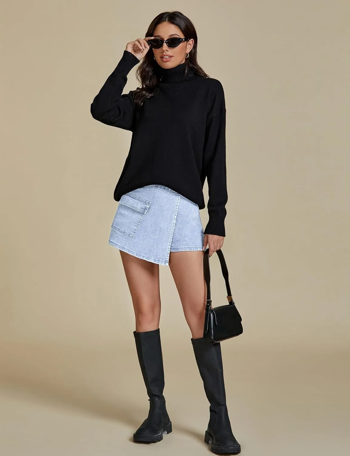 luvamia Denim Skorts for Woman Cargo Faux Wrap Jean Skort Skirts Stretchy High Waisted Skirt Shorts Country Concert Wear