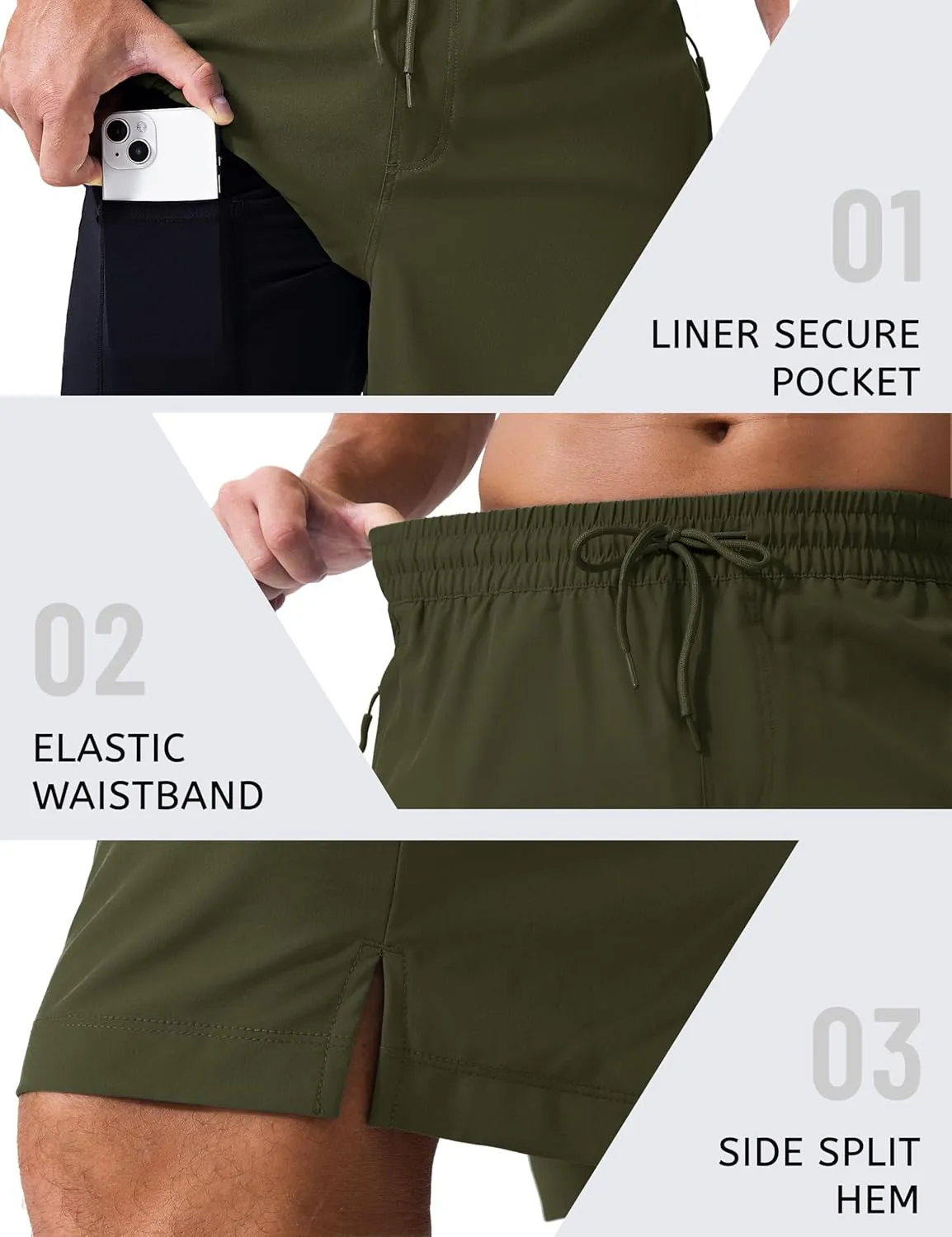 MAGCOMSEN Men's Swim Trunks with Compression Liner 9" Quick Dry Beach Shorts with Zipper Pockets