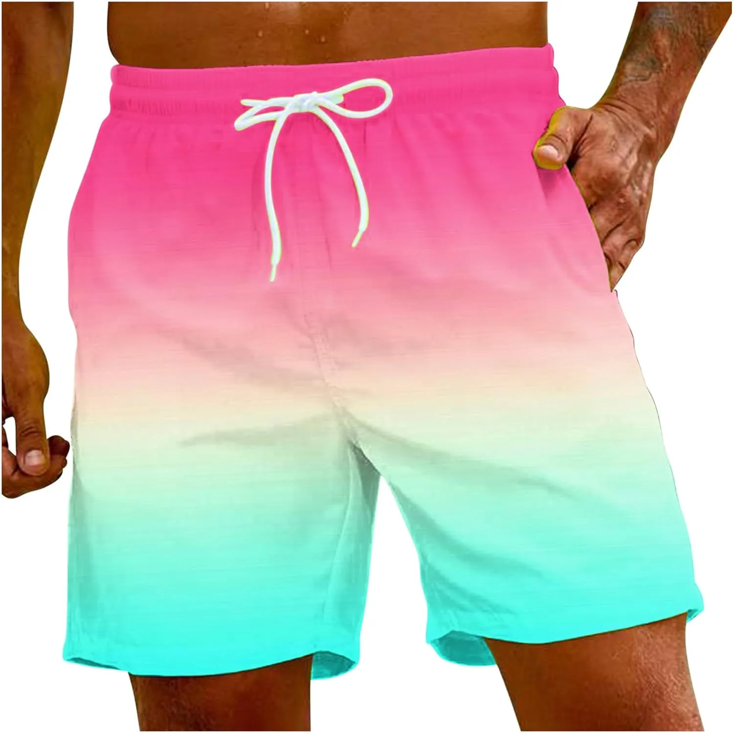 Men Denim Shorts and Fitness Sports Plus Size Five Quick Drying Beach Pants Shorts Leopard Print for Men Mens