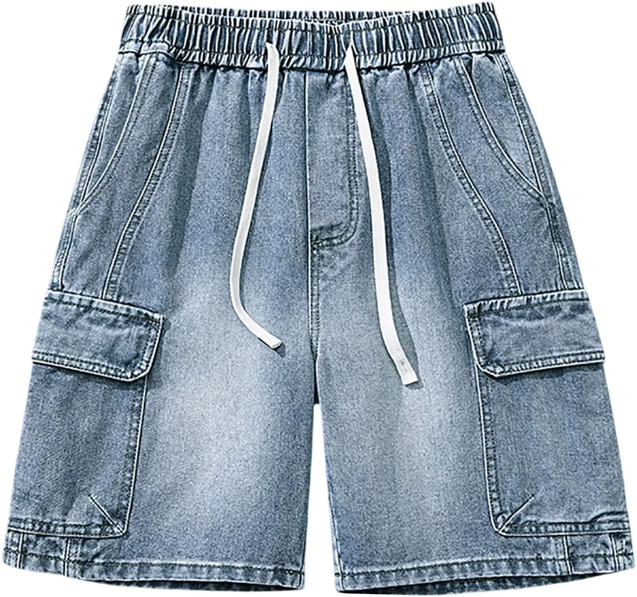 Mens Baggy Denim Jorts Y2K Vintage Loose Fit Hip Hop Jean Shorts Wide Leg Long Jeans Streetwear Clothes