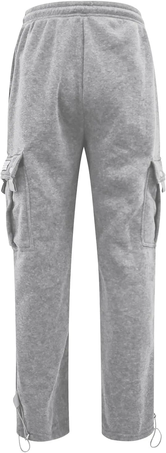 Men's Cargo Pants Plus Size Pocket Lace Up Elastic Waist Pants Trousers Overall Cute Plush