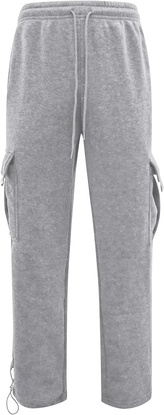 Men's Cargo Pants Plus Size Pocket Lace Up Elastic Waist Pants Trousers Overall Cute Plush