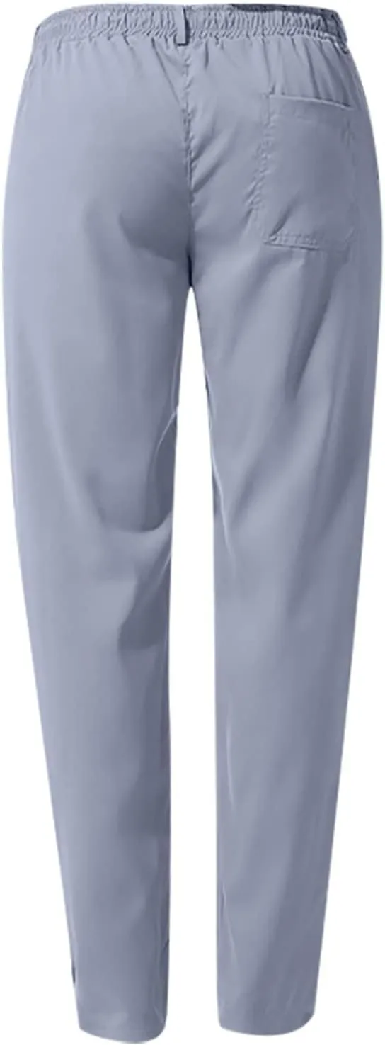 Men's Casual Linen Pants Cotton Drawstring Chino Hiking Pants Summer Yoga Beach Pants Lightweight Trousers for Men