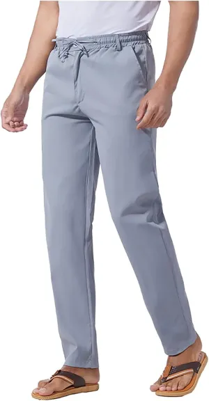 Men's Casual Linen Pants Cotton Drawstring Chino Hiking Pants Summer Yoga Beach Pants Lightweight Trousers for Men
