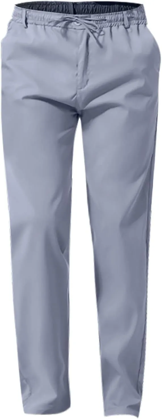Men's Casual Linen Pants Cotton Drawstring Chino Hiking Pants Summer Yoga Beach Pants Lightweight Trousers for Men