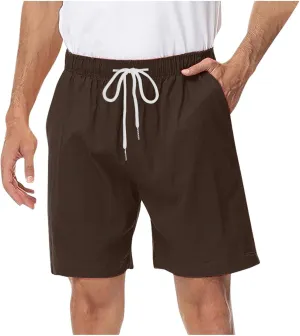 Mens Drawstring Shorts Casual Summer Big and Tall Elastic Waist Loose Fit Lightweight Lounge Beach Shorts with Pocket