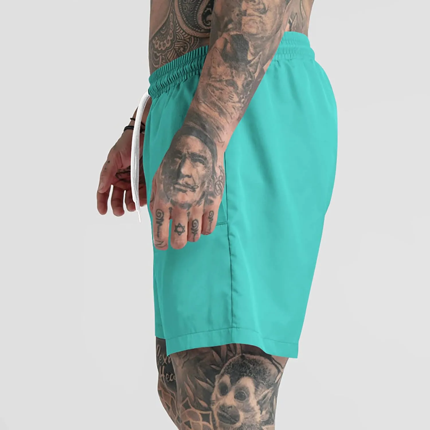 Men's Drawstring Sports Shorts with Pockets Casual Mid Waist Elastic Waistband Workout Exercise Running Shorts