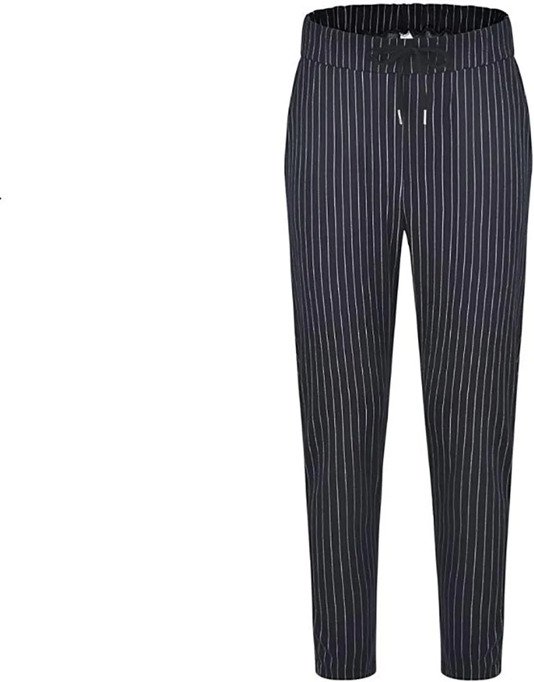 Mens Fashion Casual Striped Pants Dress Chino Long Pants Fit Drawstring Cotton Slack Trousers