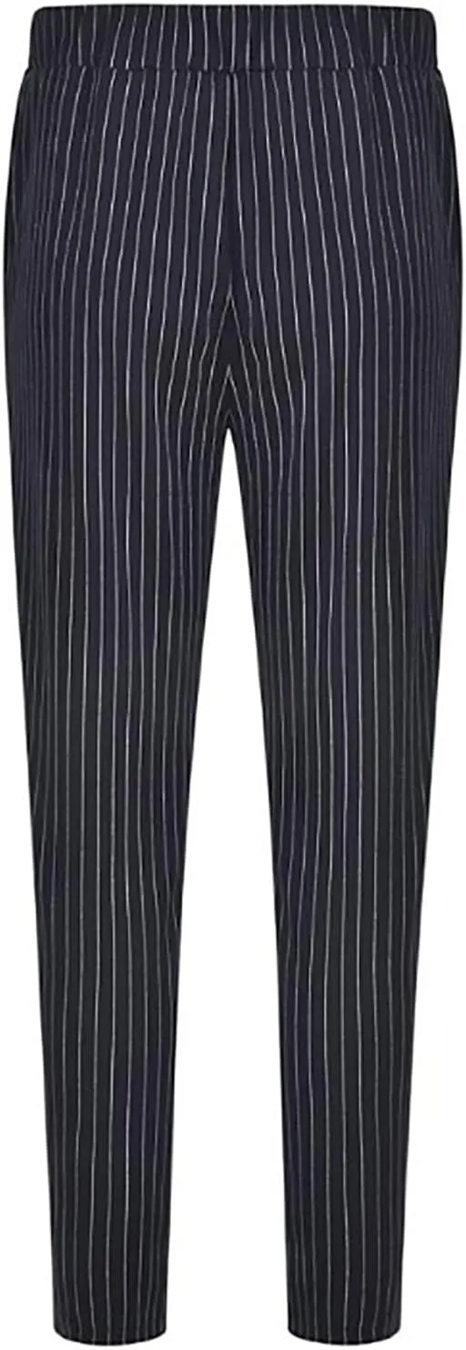 Mens Fashion Casual Striped Pants Dress Chino Long Pants Fit Drawstring Cotton Slack Trousers