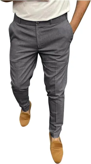 Men's Fashion Cotton Slim Fit Dress Pants Casual Business Skinny Stretch Chino Pants Golf Pencil Pants with Pockets