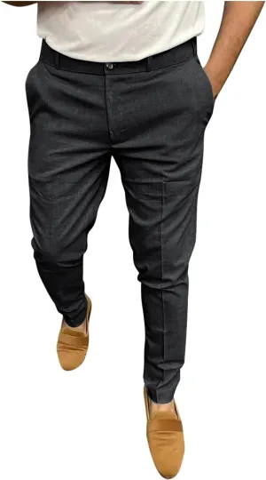 Men's Fashion Cotton Slim Fit Dress Pants Casual Business Skinny Stretch Chino Pants Golf Pencil Pants with Pockets
