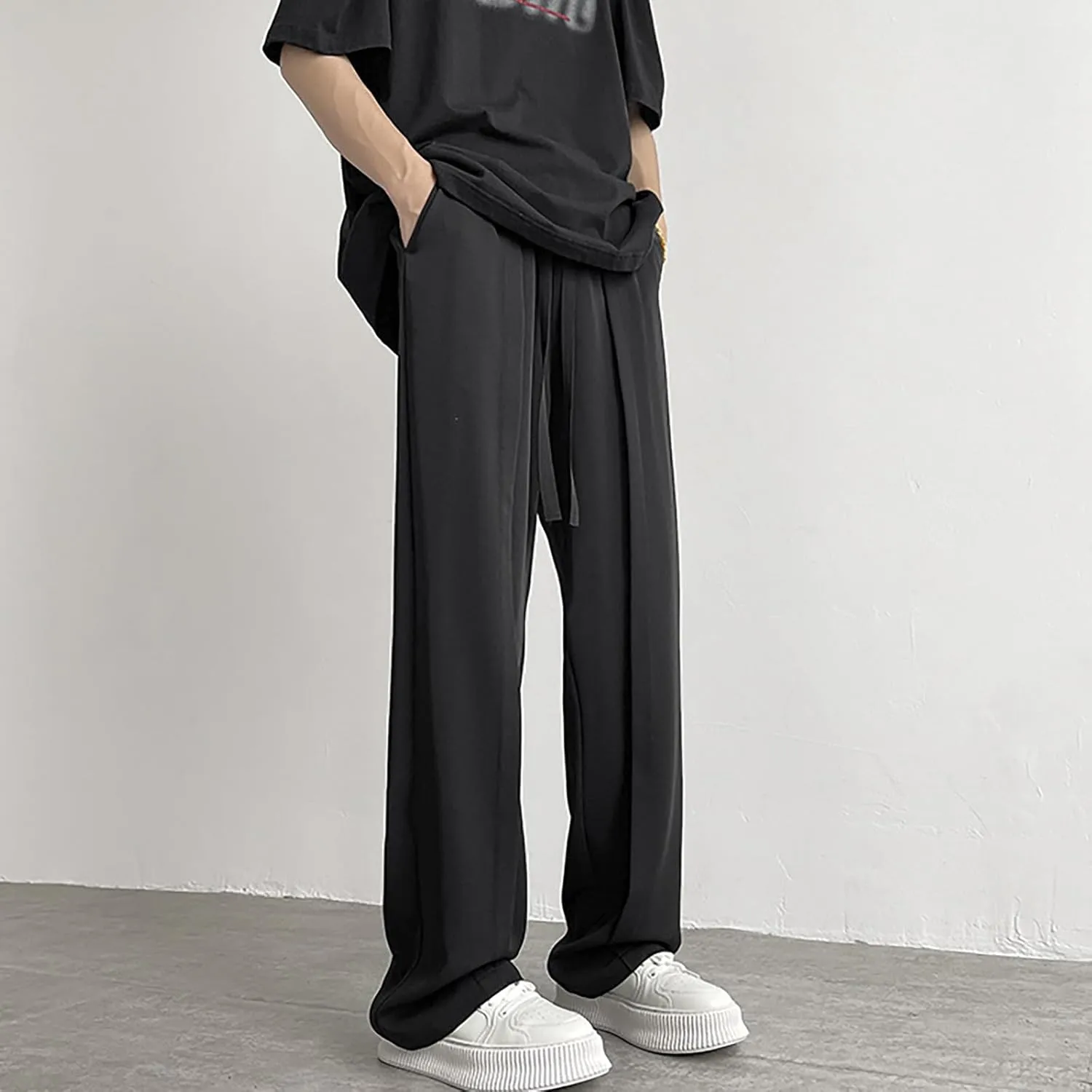 Mens Fast Dry Stretch Pants Ice Silk Joggers Cargo Pants Fashion Casual Sweatpants Work Pants Drawstring Trousers