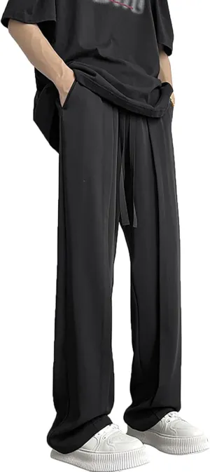 Mens Fast Dry Stretch Pants Ice Silk Joggers Cargo Pants Fashion Casual Sweatpants Work Pants Drawstring Trousers