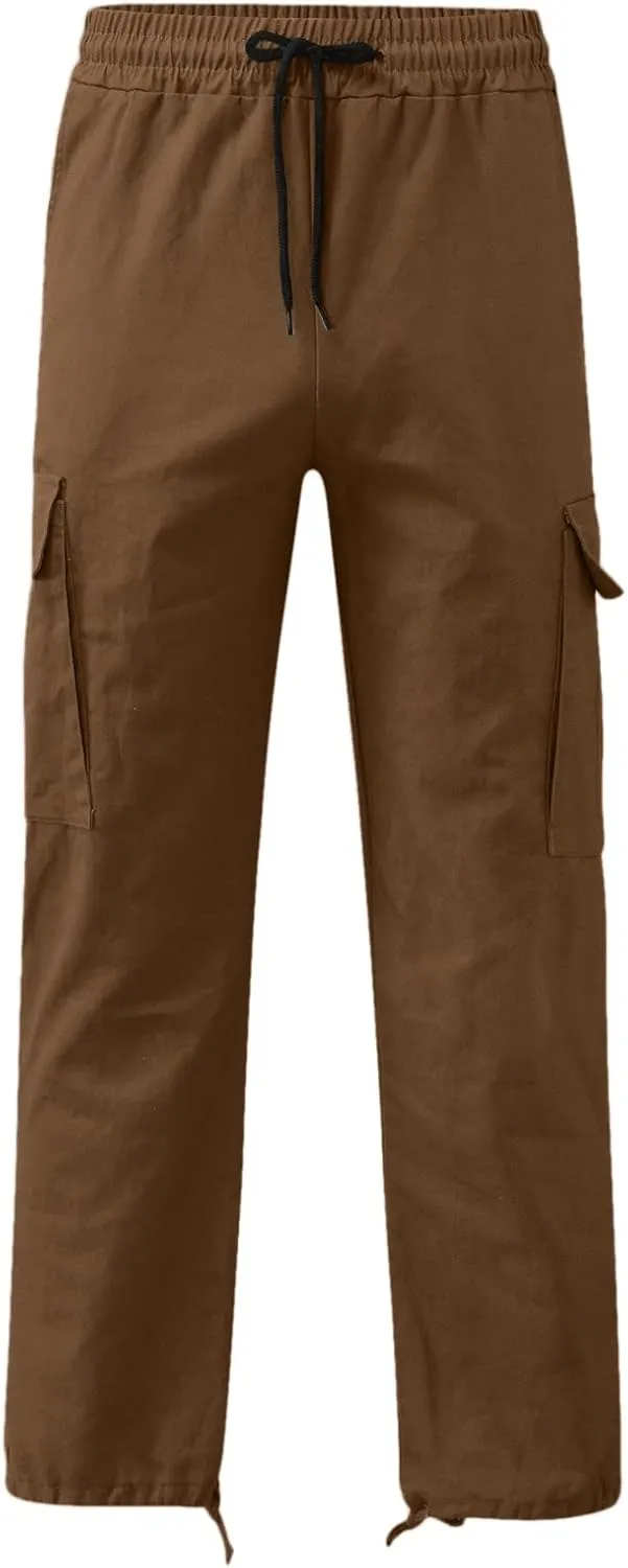Men's Linen Pants Casual Twill Chino Lace Up Pants Fashion Baggy Sweatpants Lightweight Joggers Athletic Pants