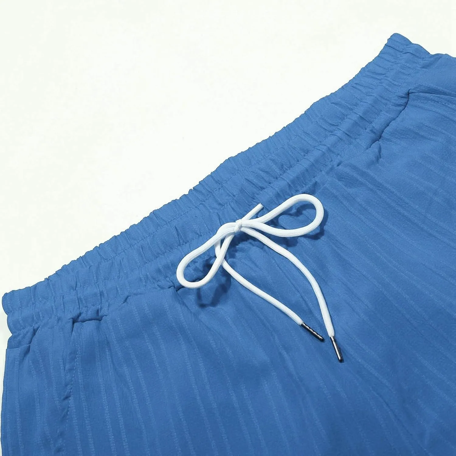 Men's Linen Shorts Summer Flat Front Casual Elastic Waist Drawstring Beach Vacation Shorts with Pockets