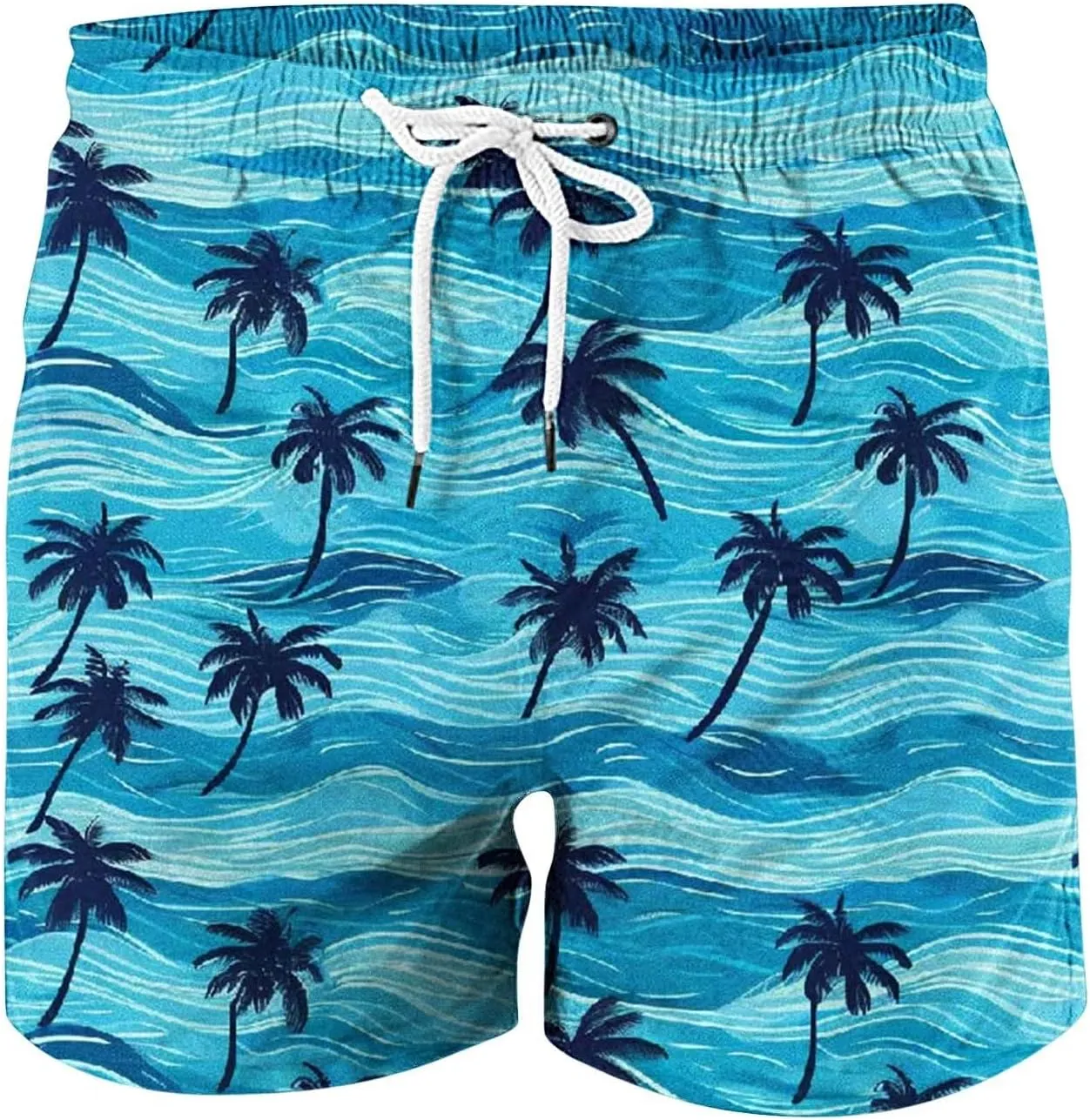 Mens Shorts 2025 Summer Hawaiian Beach Shorts Lightweight Elastic Waist Drawstring Casual Board Short with Pockets