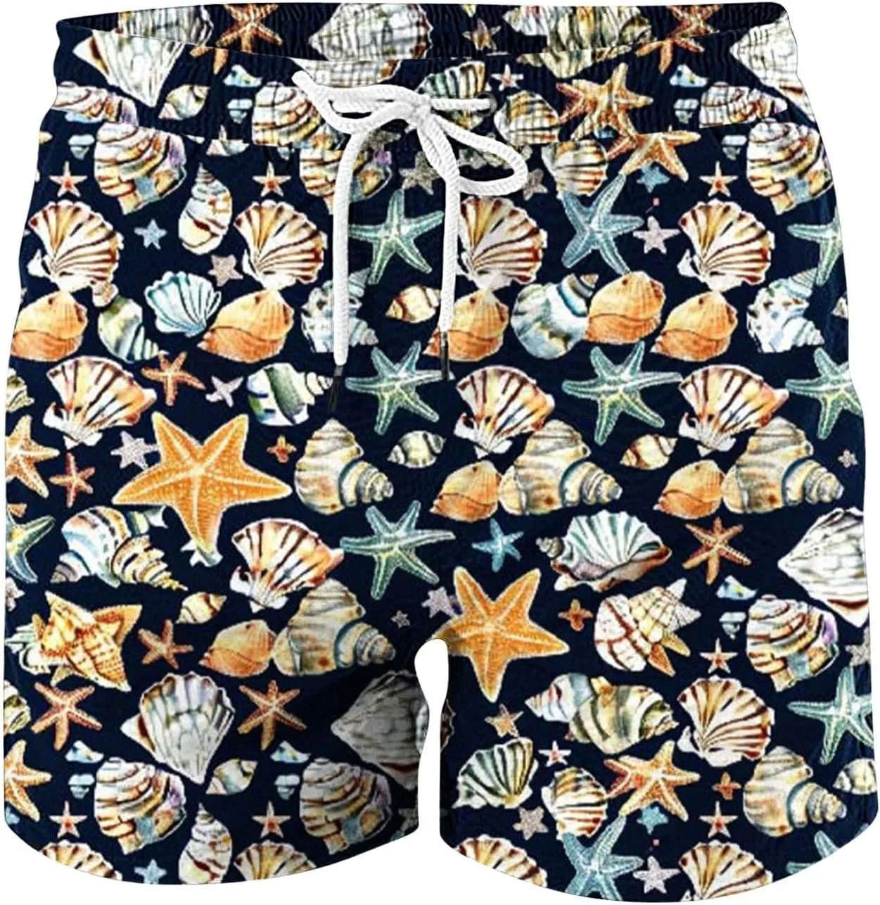 Mens Shorts 2025 Summer Hawaiian Beach Shorts Lightweight Elastic Waist Drawstring Casual Board Short with Pockets