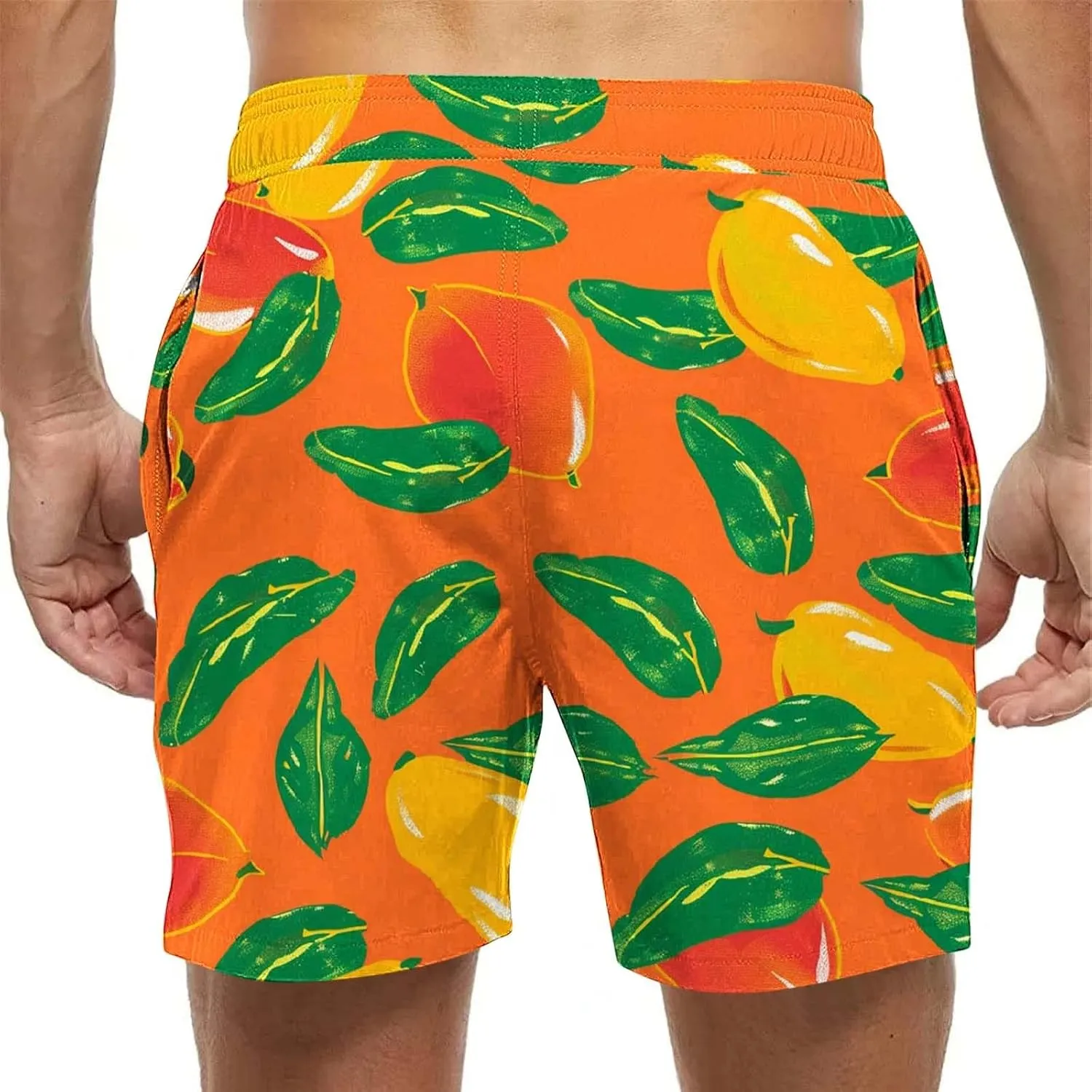 Mens Shorts 2025 Summer Hawaiian Beach Shorts Lightweight Elastic Waist Drawstring Casual Board Short with Pockets