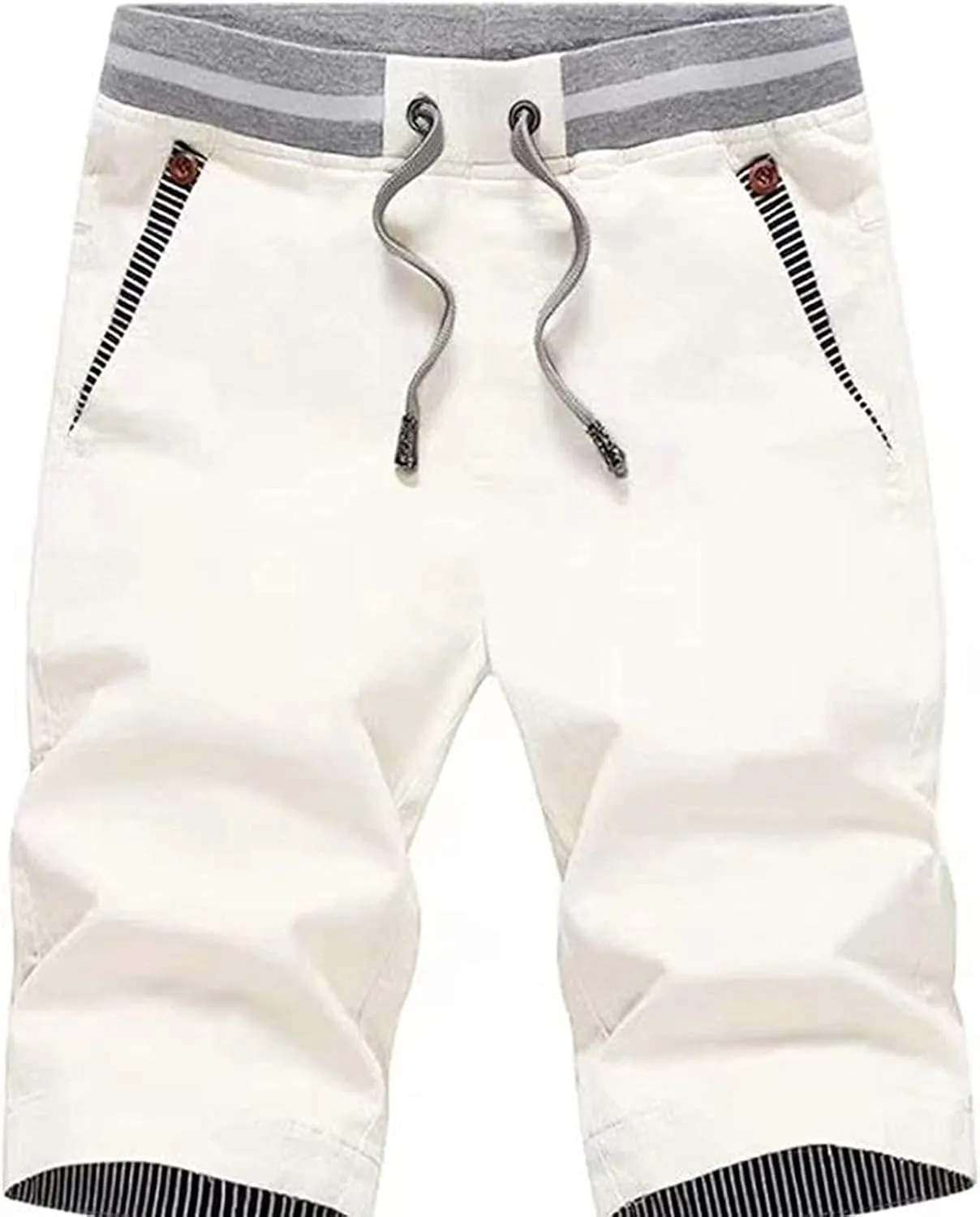 Men's Shorts Summer Casual Drawstring Elastic Waist Outdoor Sport Stretch Slim Fit Chino Shorts with Pocket