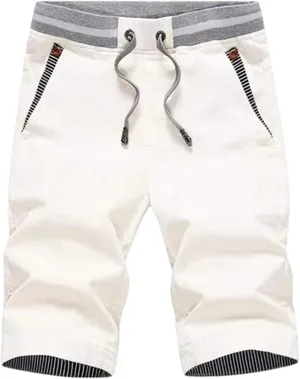 Men's Shorts Summer Casual Drawstring Elastic Waist Outdoor Sport Stretch Slim Fit Chino Shorts with Pocket