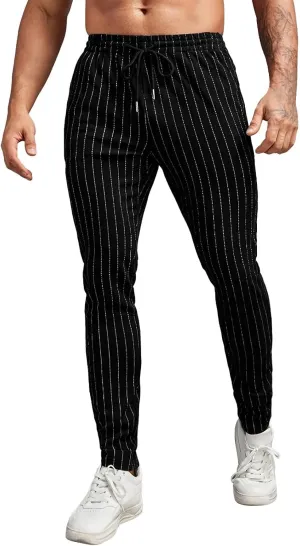 Mens Slim Fit Joggers Casual Tapered Sweatpants Gym Workout Pants Athletic Bottom Lightweight Pants with Zip Pockets