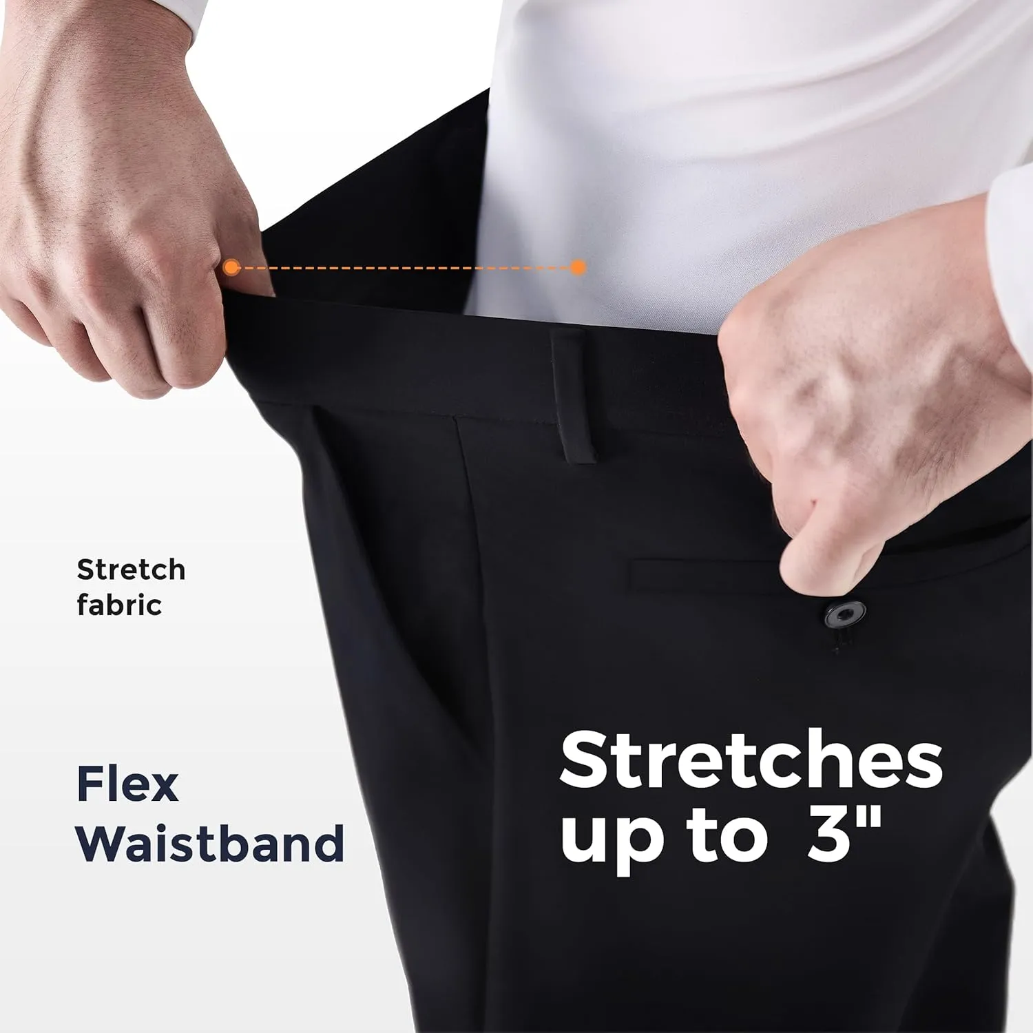Mens Stretch Dress Pants, Men's Classic Fit Casual Pants Lightweight Flat Front Golf Work Suit Pants