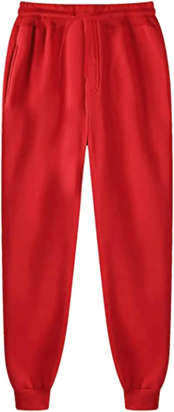 Mens Sweatpants Joggers Pants Man Heavyweight Fleece Cargo Sweatpants Elastic Waist Drawstring Straight Leg Athletic