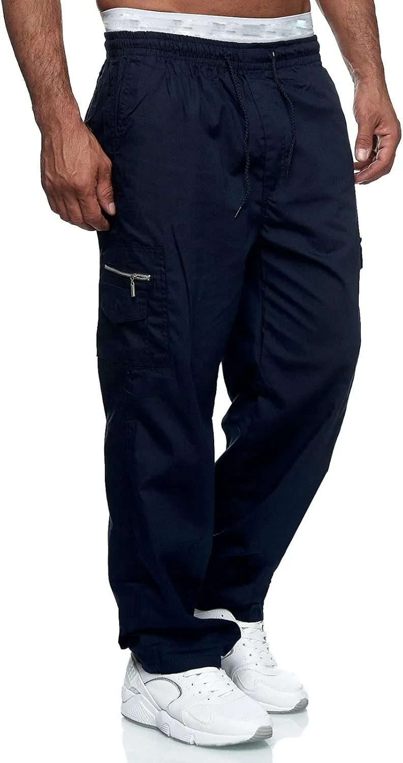 Mens Sweatpants with Pockets Cargo Sweatpants Open Bottom Straight Leg Casual Loose Fit Baggy Athletic Jogger Pants