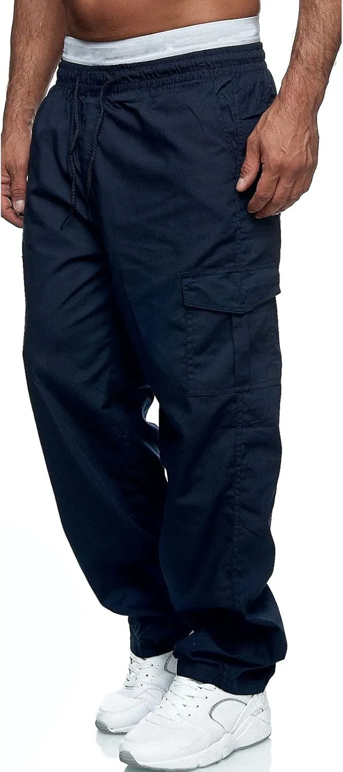 Mens Sweatpants with Pockets Cargo Sweatpants Open Bottom Straight Leg Casual Loose Fit Baggy Athletic Jogger Pants