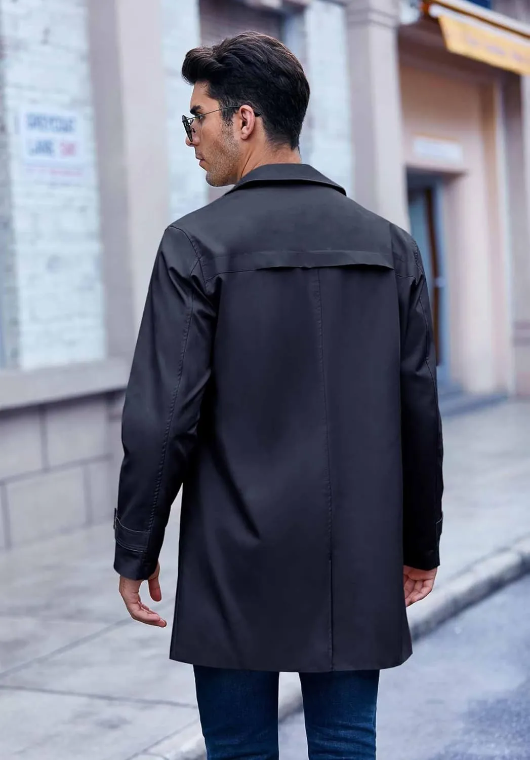 Mens Trench Coat Slim Fit Single Breasted Casual Long Jacket Lightweight Lapel Fall Windbreaker Overcoat