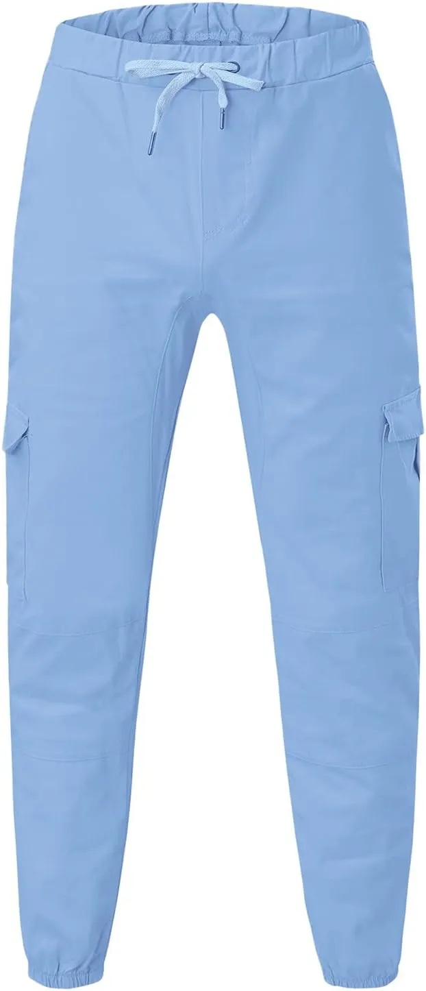 Mens Workout Cargo Sweatpants Joggers Pants Cotton Drawstring Chino Cargo Pants for Hiking Outdoor Jogging Mens Cargo