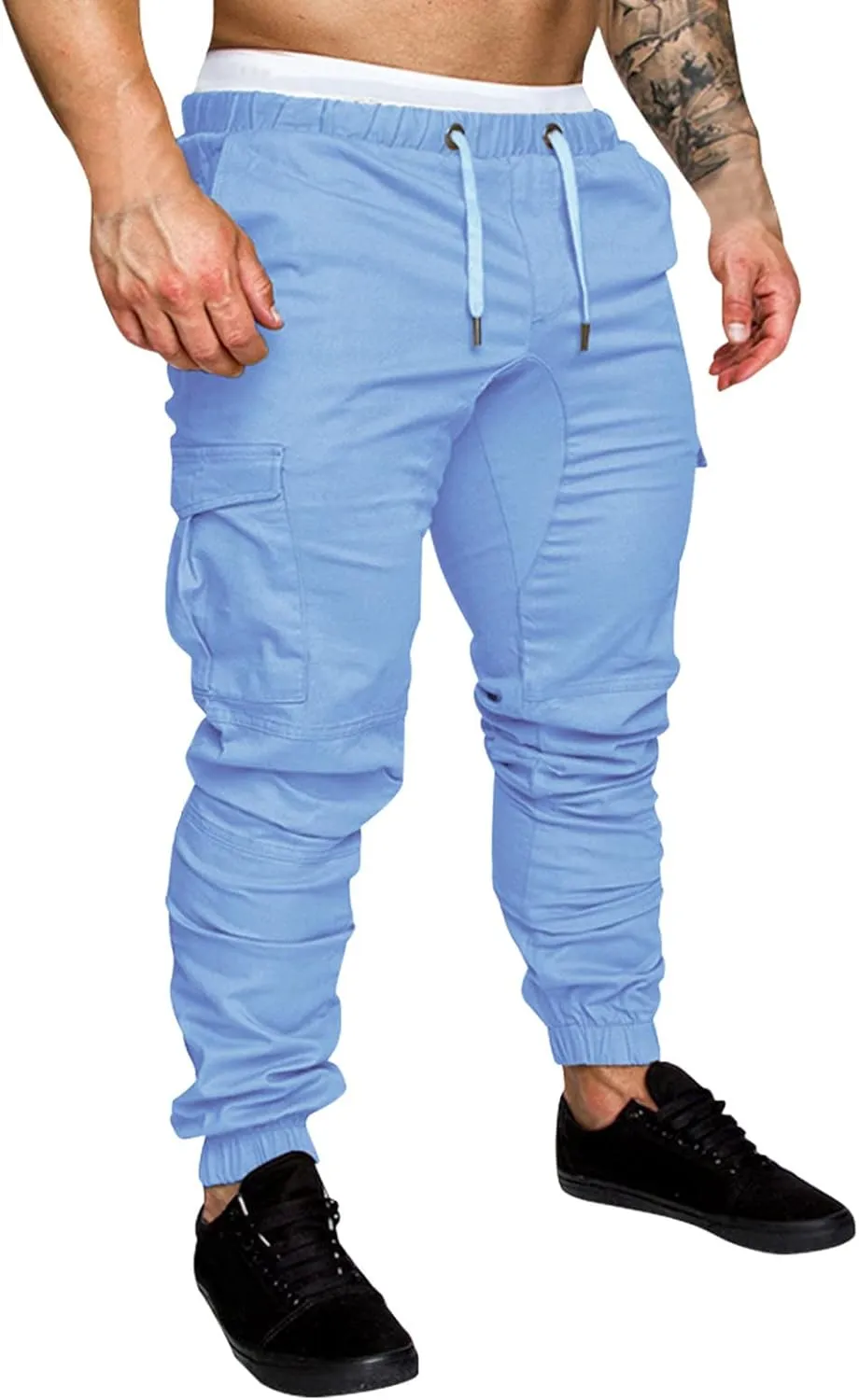 Mens Workout Cargo Sweatpants Joggers Pants Cotton Drawstring Chino Cargo Pants for Hiking Outdoor Jogging Mens Cargo