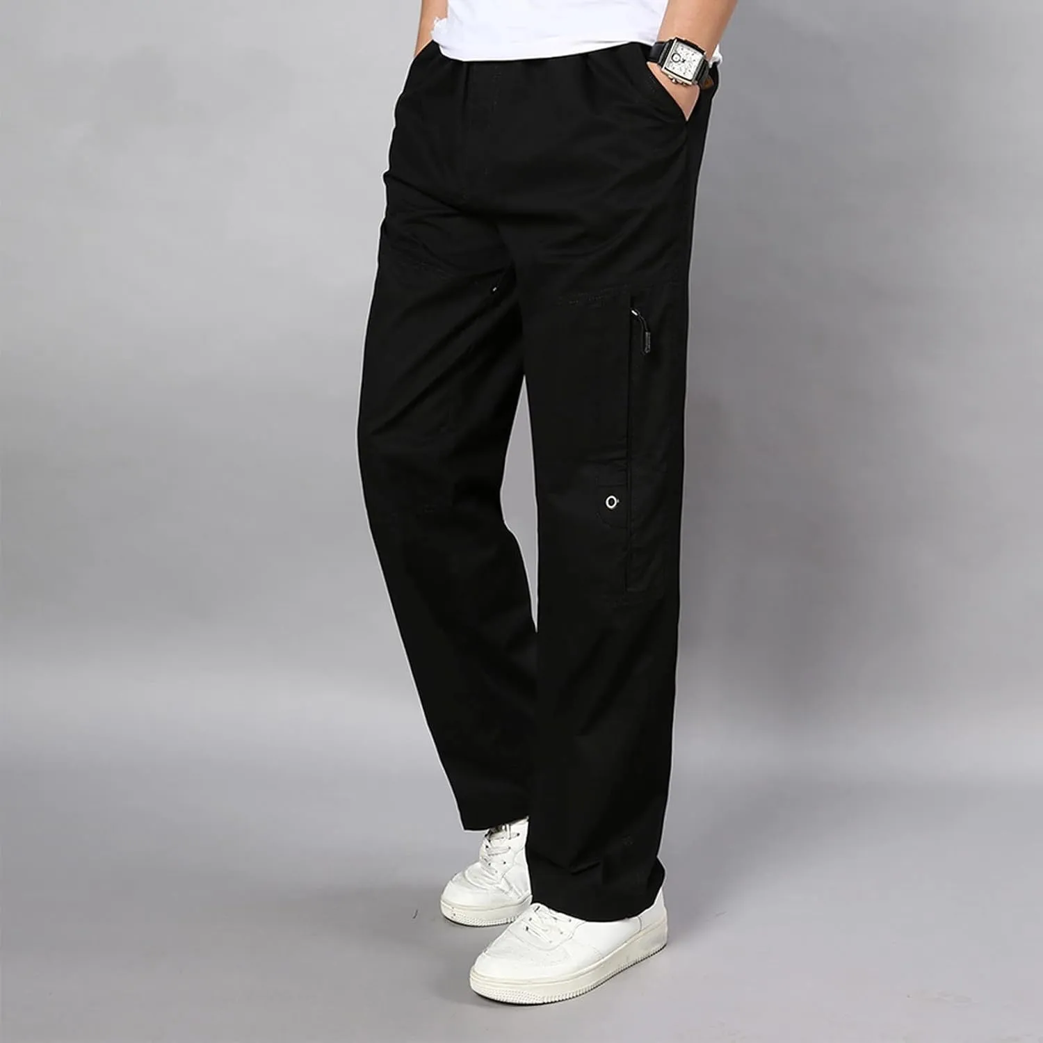 Mens Workout Cargo Sweatpants Thermal Cotton Pants Fashion Loose Handsome Pocket Jeans Pants Tooling Camouflage Pants