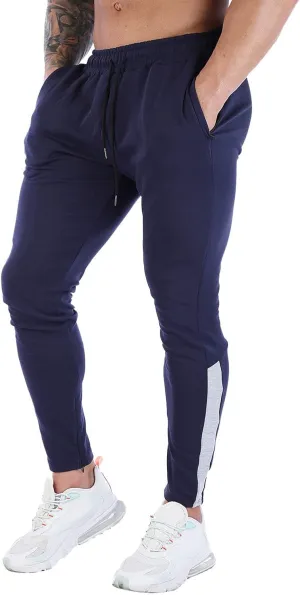 Mens Workout Cargo Sweatpants with Zipper Pockets Workout Cycling Gym Pants Men Joggers Sweatpants Slim Fit Workout