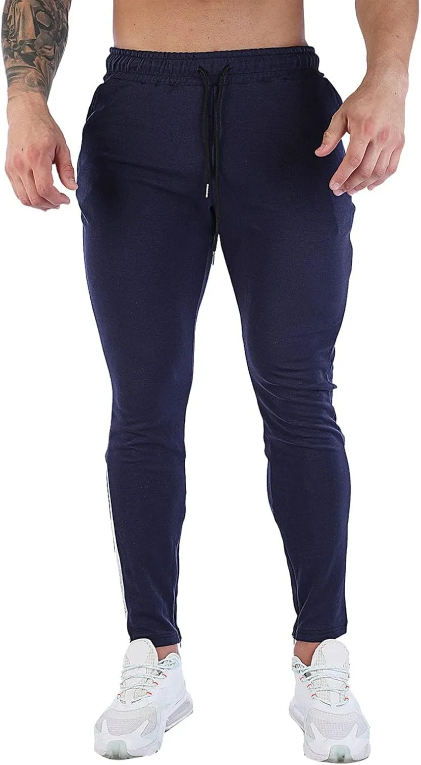 Mens Workout Cargo Sweatpants with Zipper Pockets Workout Cycling Gym Pants Men Joggers Sweatpants Slim Fit Workout