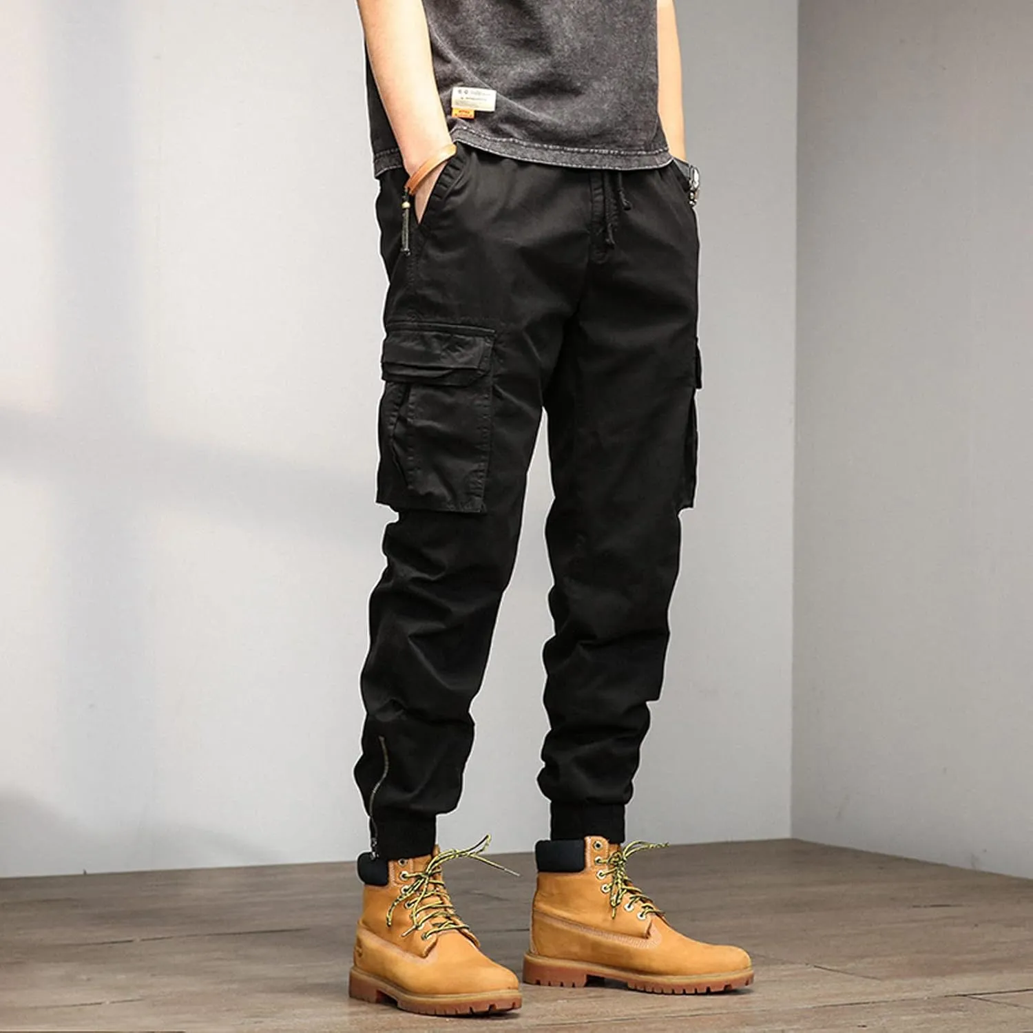 Men's Zipper Fly Flare Leg Pants Pantalones Blancos para Hombre Athletic Work Pants for Men Cotton Cargo Sweatpants